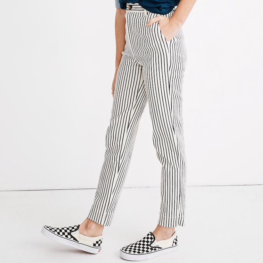 Madewell stripe straight leg ankle pants